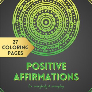 Livro de colorir para imprimir - Afirmações positivas e edificantes - Letras de A a Z - Download instantâneo - PDF - 27 páginas para colorir