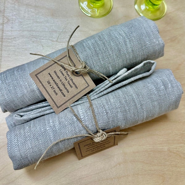 100% Pure Raw LINEN Tea Towel Natural White Melange | Woven in Lithuania