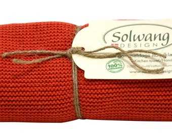 Solwang Design Danish 100% CERTIFIED Organic Cotton Kitchen/Hand Towel - 12.5" X 18.5" Made in India - Assorted ORANGE + Yellow + REDS