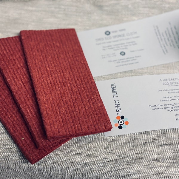 EcoScandi by Trendy Tripper | Swedish Dishcloth/Sponge Cloth | Reusable Eco-Friendly | Hand Dyed in Sweden Dark Colors PACKS RED BORDEAUX