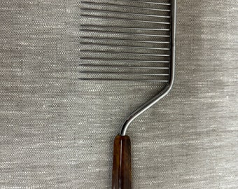 Vintage Cake Fork Bakelite Handle Stainless Steel Tines Angel Food Cake Slicer/Cutter/Comb Tortoise Brown