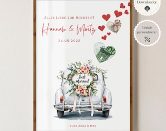 Personalized cash gift for the bride and groom | Cash gift for a wedding | Last-minute wedding gift | Wedding gift packaging