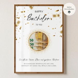 Don en espèces pour un baccalauréat | Cadeau de fin d'études pour fille et fils | Cadeau de remise de diplôme en argent DIY A4 | Donnez de l'argent de manière créative