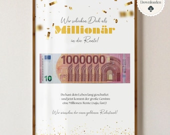 Farewell gift for a colleague immediately available for printing | Thank you | Retirement | Cash gift for a pension | Cash gift | A4