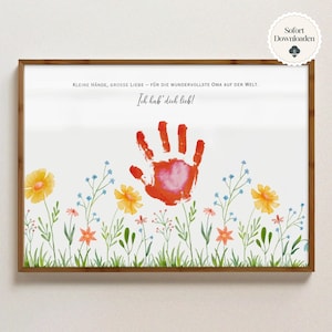 Geschenk Oma Geburtstag Oma Geburtstagsgeschenk Großmutter Geburtstag personalisiert Handabdruck Enkelkinder Geschenk DIY Geschenk Digital