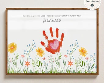 Gift Grandma Birthday Grandma Birthday Gift Grandmother Birthday Personalized Handprint Grandchildren Gift DIY Gift Digital