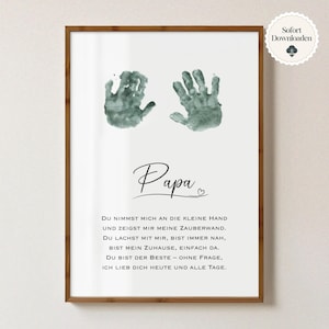 Vatertagsgeschenk mit Handabdruck | Papa Poster zum Ausdrucken | PDF Download Geschenk von Kind | Persönliches DIY Geschenk Vater