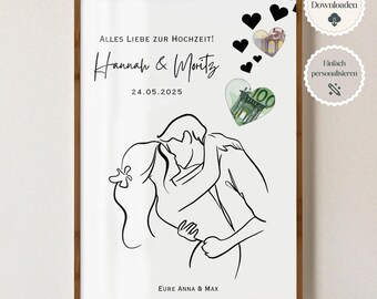 Wedding cash gift | Wedding gift | Bride and groom | Wedding cash gifts | Digital PDF download | Last-minute gift | Wedding