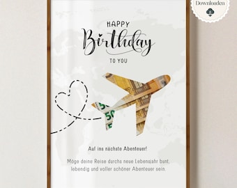 Money gift birthday | creative last minute birthday gift money | original DIY gift crafting | Instant download PDF A4 Digital