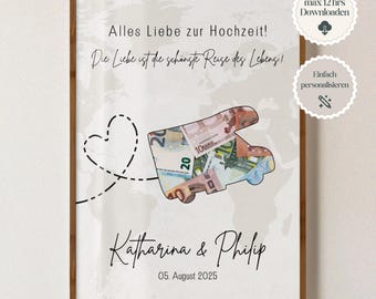 Personalized wedding gift, wedding cash gift, DIY gift for the bride and groom, wedding cash gift, digital cash gift