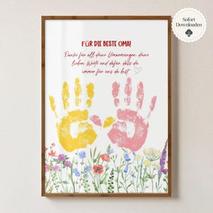 Geschenk Oma, Geburtstag Oma, Geburtstagsgeschenk Großmutter Geburtstag personalisiert Handabdruck Enkelkinder Geschenk DIY Geschenk Digital