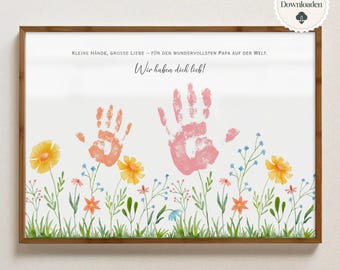 Regalo stampabile per la Festa del Papà | Modello con impronta della mano per papà | Download PDF immediato | Regalo fai da te dell'ultimo minuto per bambini