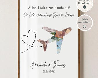 Regalo de boda personalizado, póster de boda, regalo DIY para los novios, dinero para regalo de boda, regalo de dinero digital