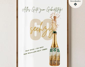 Cash gift for a 60th birthday, 60th birthday present, cash gift for a 60th birthday, giving money as a gift, birthday present for a man or woman, A4 PDF