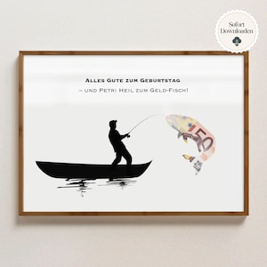 Regalo en efectivo para pescadores de cumpleaños – regalo de cumpleaños para pescadores aficionados | Regalo de cumpleaños DIY para imprimir, pesca, regalo para él