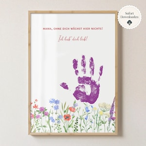 Cadeau pour maman | Empreinte de main pour la fête des mères PDF | Cadeau pour maman de la part d'un enfant | Impression numérique pour l'impression | Affiche DIY pour la fête des mères