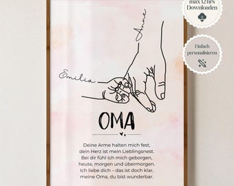 Gift for Grandma PDF – Personalized gift for Grandma, birthday gift for grandmother, last-minute gift, DIN A4 download & print