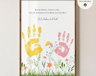 Gift for Mom PDF – Handprint, Birthday Gift, DIY Mother's Day Idea, Last-Minute Gift, DIN A4 Download & Print