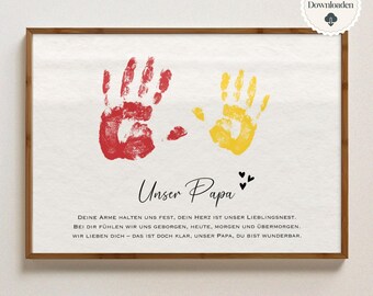 Personalized gift for dad, birthday gift for dad, Father's Day gift with handprint, printable dad poster, gift from children