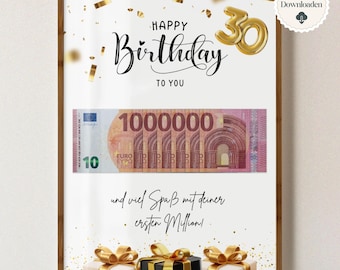 30° compleanno, regalo in denaro per un 30° compleanno, regalo in denaro per una donna o un uomo, realizzazione di un desiderio per un 30° compleanno, divertente regalo in denaro dell'ultimo minuto da stampare autonomamente (A4)