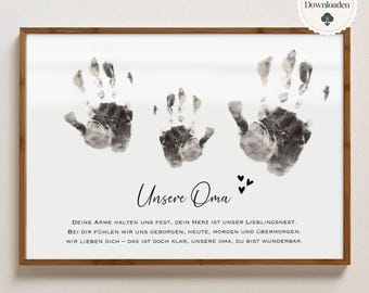Gift for Grandma | Handprint Footprint Printable Template DIY | Birthday Gift for the Best Grandma | Gift Idea for Grandma and Grandpa | Mother's Day Gift