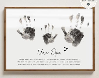 Regalo di compleanno per il nonno, regalo per il miglior nonno, modello per stampare l'impronta della mano fai da te, idea regalo per il nonno, regalo per la festa del papà per il nonno