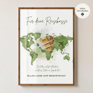Verjaardagscadeau in geld | Verjaardagscadeau | Cadeaureis | Gelukkige verjaardag | DIY geld cadeau | Digitale download PDF A4 A5 | reisfonds