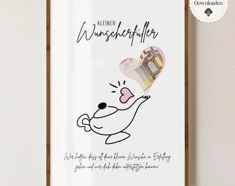 Cash gift for a birthday, wish-fulfilling birthday present, last-minute gift PDF, instant download, gift poster A4 A5