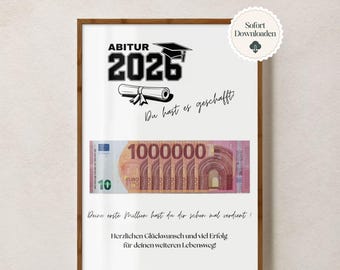 Money gift for graduation 2026, funny graduation gift 2026, school leaving gift, printable, graduation gift, creative way to give money