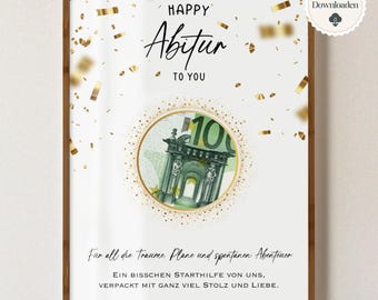 Money gift for graduation 2026 (downloadable PDF A4), wish fulfiller for graduation, graduation gift 2026, printable template, school leaving gift