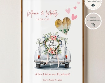 Cash gift for wedding, wedding gift, bride and groom, wedding gift money, digital PDF download, last minute gift, wedding