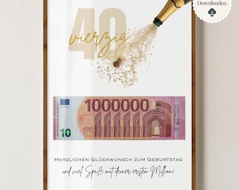 Presente de dinheiro para aniversário de 40 anos, homem e mulher nascidos em 1985, ideia de presente em dinheiro, presente engraçado de aniversário DIY, download instantâneo em PDF, imprima você mesmo