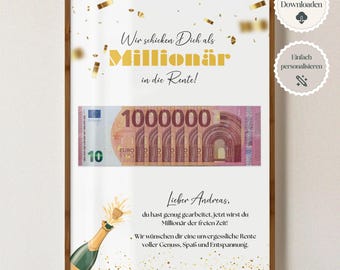 Retirement/Pension Money Gift, Printable Gift Template for Colleagues, Retirement Money Gift, Personalized Farewell Gift