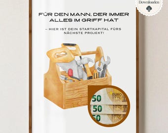 Money gift for a man's birthday | Craftsmen, hobbyists | Personalized birthday gift | PDF download poster gift | Gift money