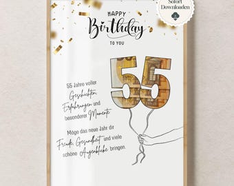 Regalo de dinero 55 cumpleaños hombre mujer nacido en 1970 idea de regalo dinero divertido regalo de cumpleaños DIY I PDF descarga instantánea imprimir usted mismo