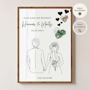 Personalized wedding gift, wedding cash gift, digital PDF download, the perfect wedding gift for the bride and groom