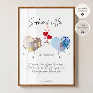 digitales Geldgeschenk Hochzeit | Hochzeitsposter | DIY Geschenk für das Brautpaar | Hochzeitsgeschenk Geld | personalisiertes Geldgeschenk