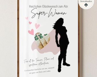 Cash gift for graduation, download PDF A4, wish fulfiller for graduation, graduation gift 2026, template to print, school graduation gift