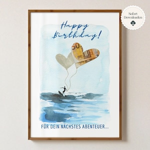 Birthday cash gift | Printable for the next adventure | PDF to print | Last-minute birthday gift, travel fund