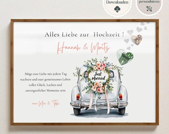 Money gift wedding, wedding poster, creative DIY gift, bridal couple gift, wedding gift money, last minute instant download