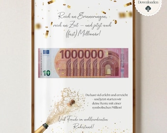 Farewell gift for a colleague immediately available for printing | Thank you | Retirement | Cash gift for a pension | Cash gift | A4