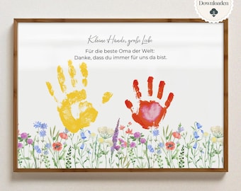 Gift Grandma Birthday Grandma Birthday Gift Grandmother Birthday Personalized Handprint Grandchildren Gift DIY Gift Digital