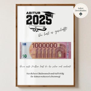 Money gift Abitur 2025, funny gift Abi 2025, school graduation gift, print yourself, gift Abitur, creative money gift