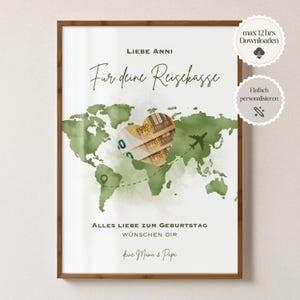 Money gift travel fund for birthday, personalized money gift for birthday, travel, travel voucher, for your next adventure