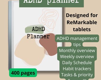 ADHD Digital Planner for reMarkable Tablet, Productivity Organizer (PDF)
