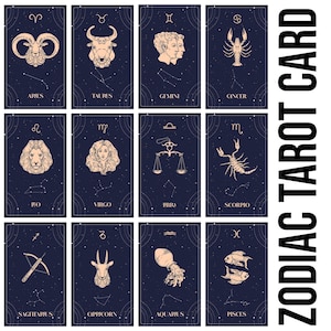 Minimalistyczny pakiet kart zodiaku SVG PNG, Tarot zodiakalny, Horoskop svg, Niebiański svg, Gwiazdozbiór svg, Laser Svg, Astrologia svg, Zodiak Cricut