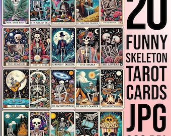 Funny Skeleton Tarot Card PNG Bundle, Sarcastic Witchy Designs (Digital Download)