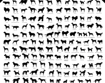 Dog Breed Silhouette SVG Bundle – 147 Breeds Clipart (Commercial Use)