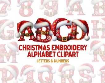 Christmas Letters And Numbers Clipart Sublimation Alphabet PNG Bundle