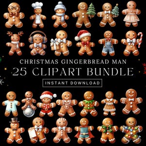 Lebkuchen Mann Clipart - 25 PNG festliche Cookie Grafiken, Urlaub Ausdrucke, sofortiger digitaler Download, Muttertag Geschenkidee PNG